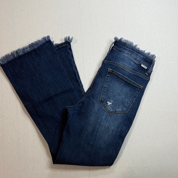 Distressed Blue Flare Jeans for Women - Picture 2 of 7